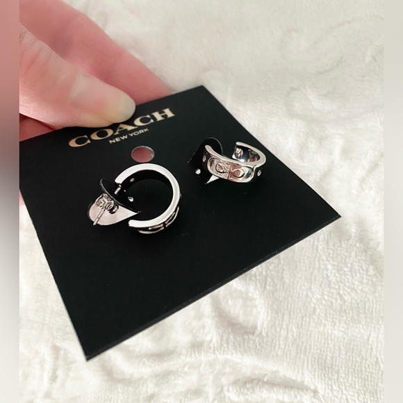 Coach Jewelry - NWT Coach silver signature C earrings